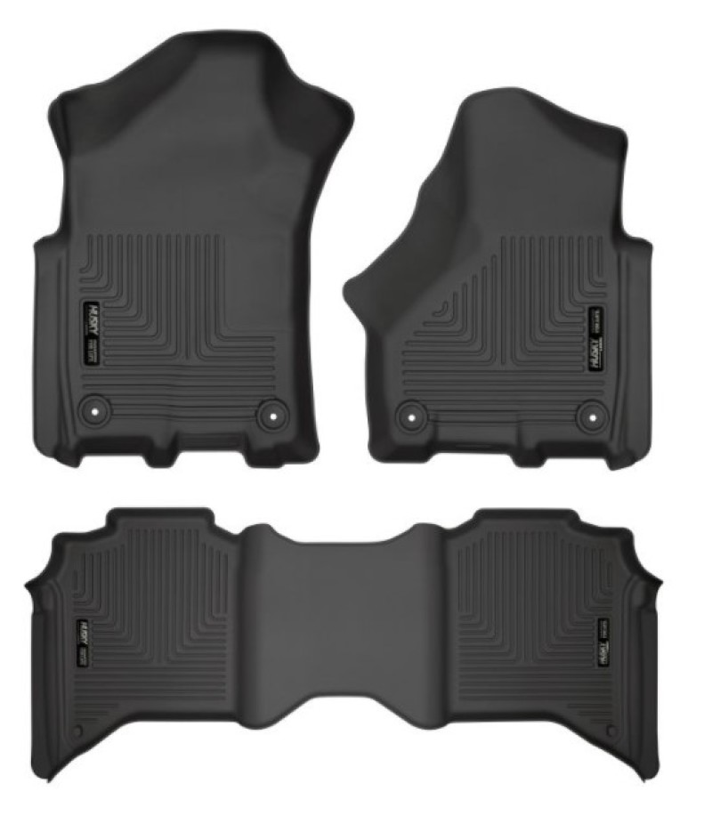 Ram 3500 Floor Liners - Front + 2nd Seat - Husky Liners - Weatherbeater - Black - `19-`21